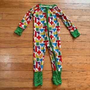 Little One Shop Bamboo Viscose Zippy Sleeper Tetris Block Print 12-18M
